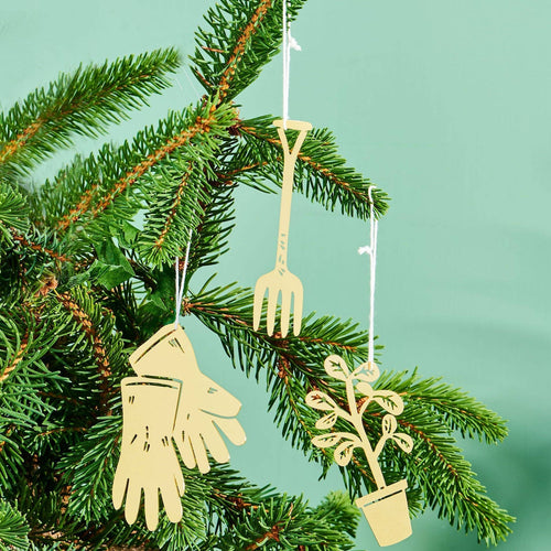 Garden Gloves - Brass Christmas Ornament