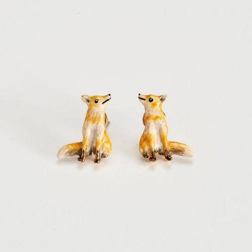 Fable Enamel Fox Stud Earrings