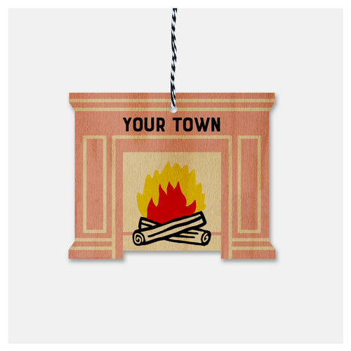Fireplace Personalized Wood Ornament