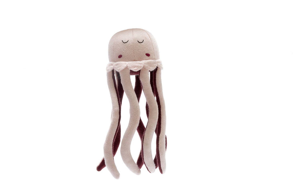 Knitted Organic Cotton Baby Pink Jellyfish Plush Toy