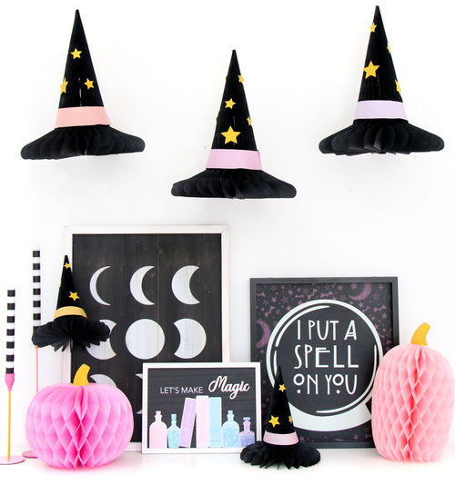 Honeycomb Paper Halloween Witch Hats