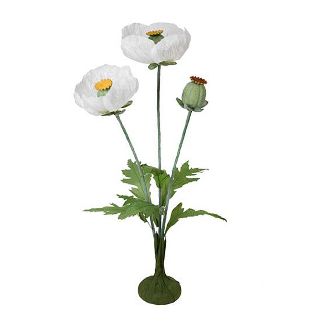 45" H Free Standing Artificial Faux Poppies