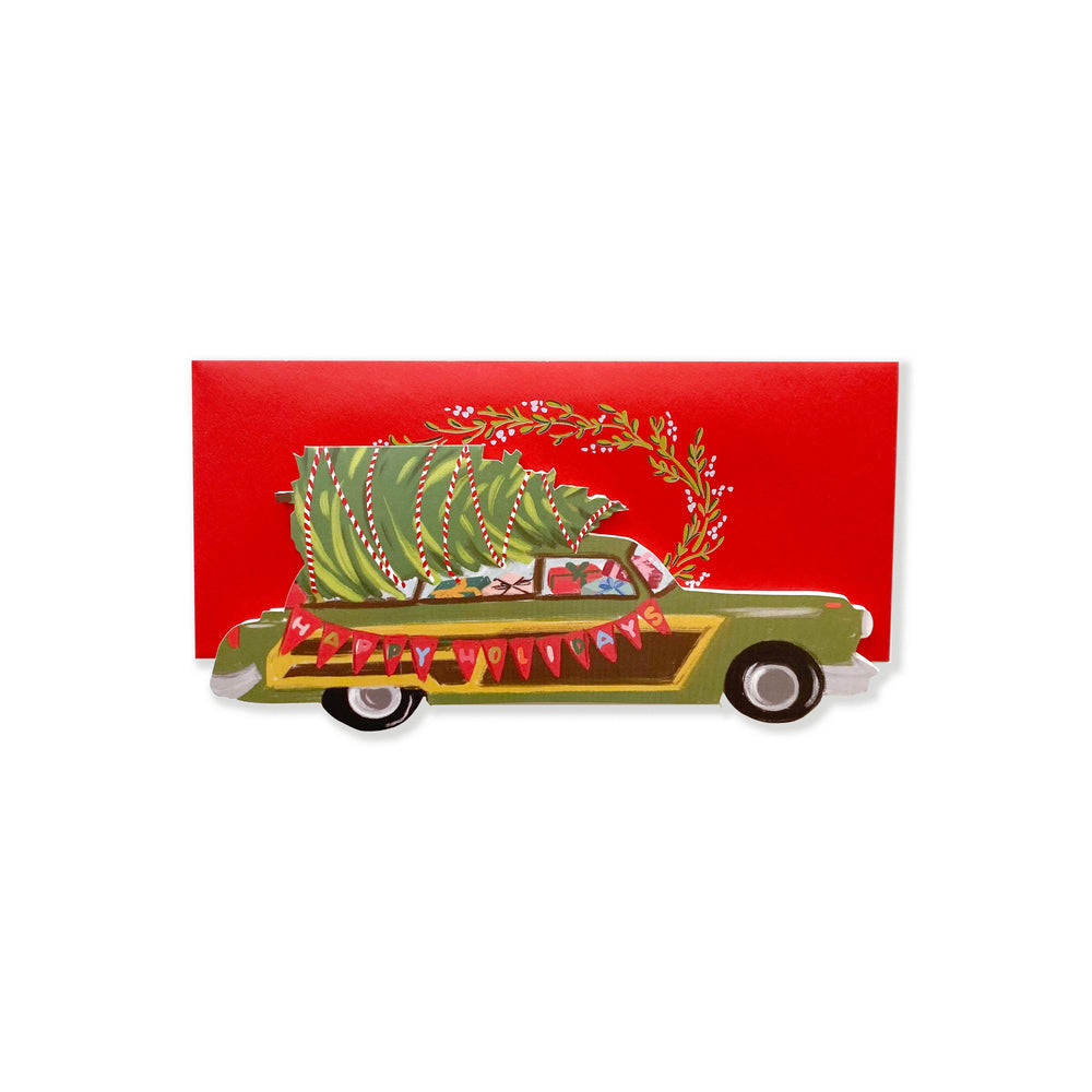 Holiday Tree Station Wagon Christmas Greeting Card