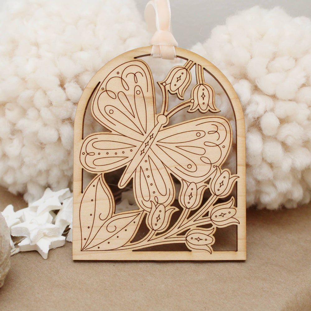wooden arch butterfly christmas holiday ornaments